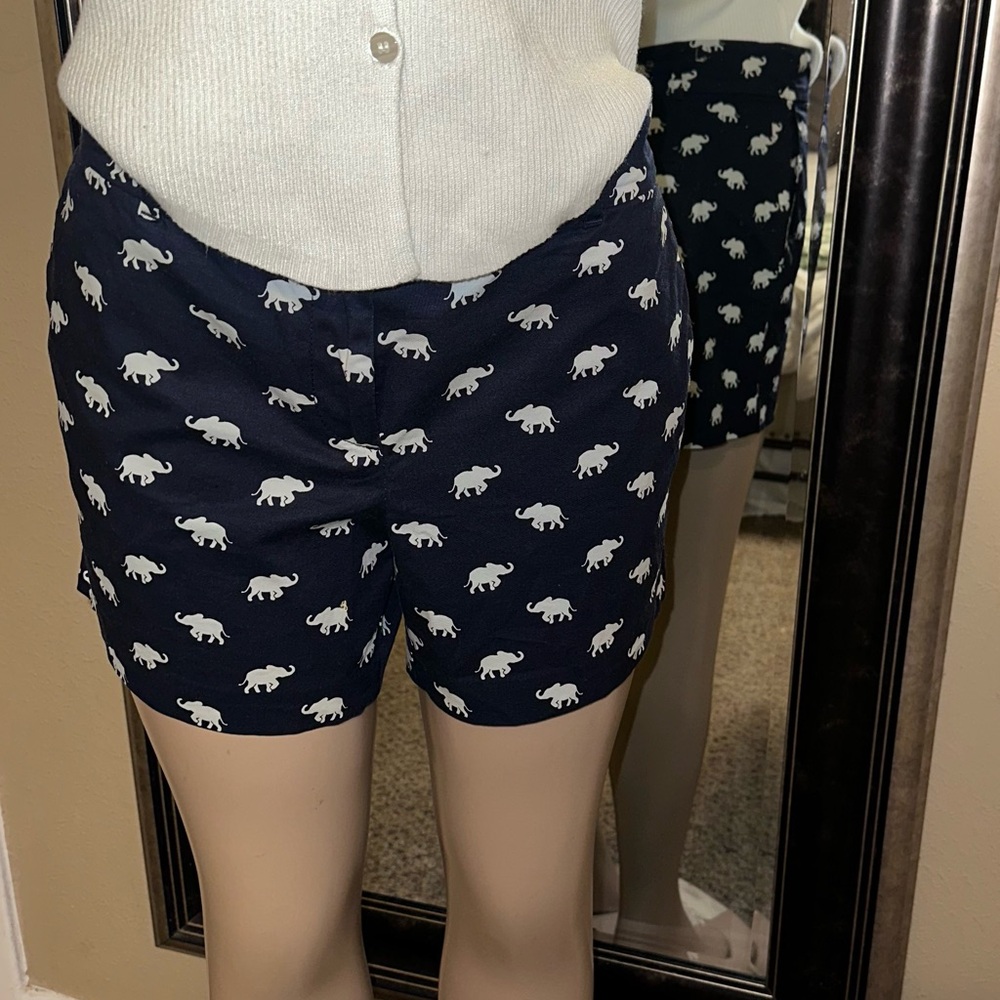 Navy Elephant Print Women's Shorts
